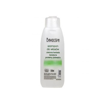 BINGOSPA Szampon do włosów zielona herbata, keratyna i proteiny jedwabiu 500ml  